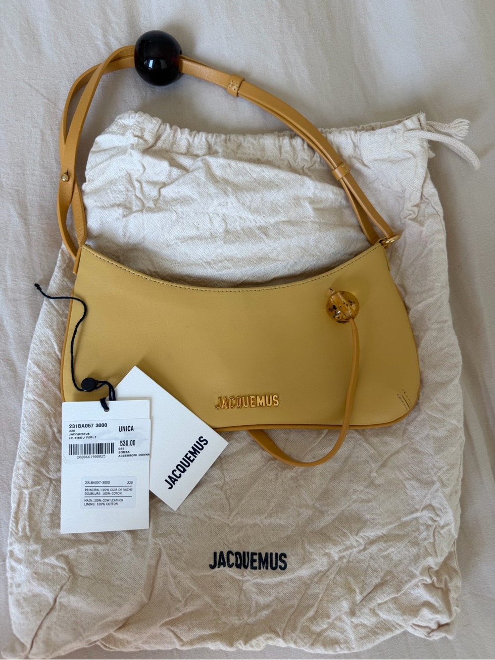 Jacquemus Mustard Yellow Le Chiquito Crescent Shoulder Bag